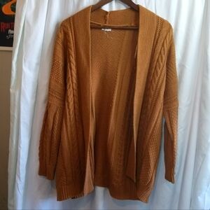 debut M/L Cable Knit Open Cardigan Fall Cozy Casual Soft Pumpkin Spice Sweater